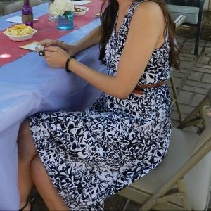 Black & White Collared High Low Sleeveless Dress